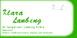 klara lambing business card
